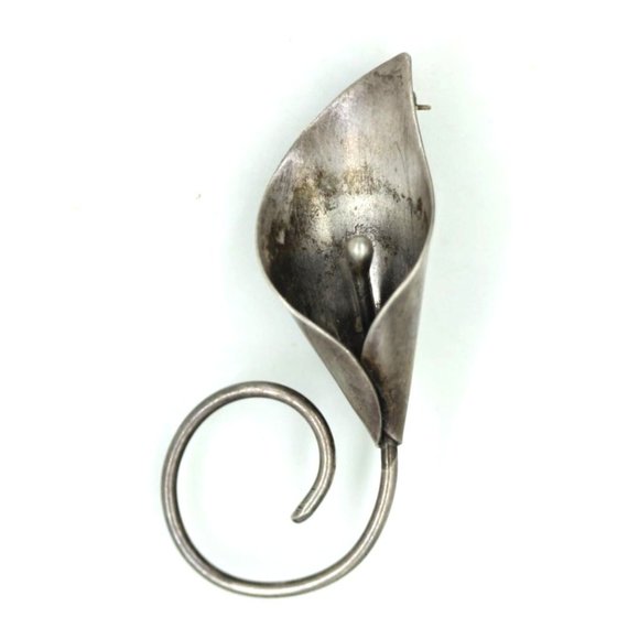 925 STERLING vintage STUART NYE calla lily pin/brooch EUC 3.5 grams 2" signed - Picture 1 of 7
